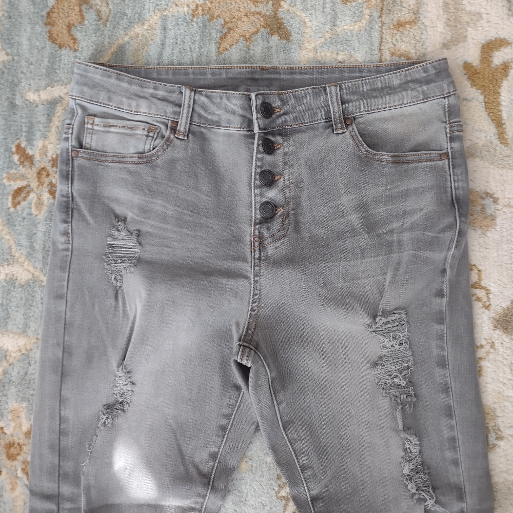 Nwot Grace&Lace Olive Gray Button Fly Jeans Size 12 — image 4 of 8